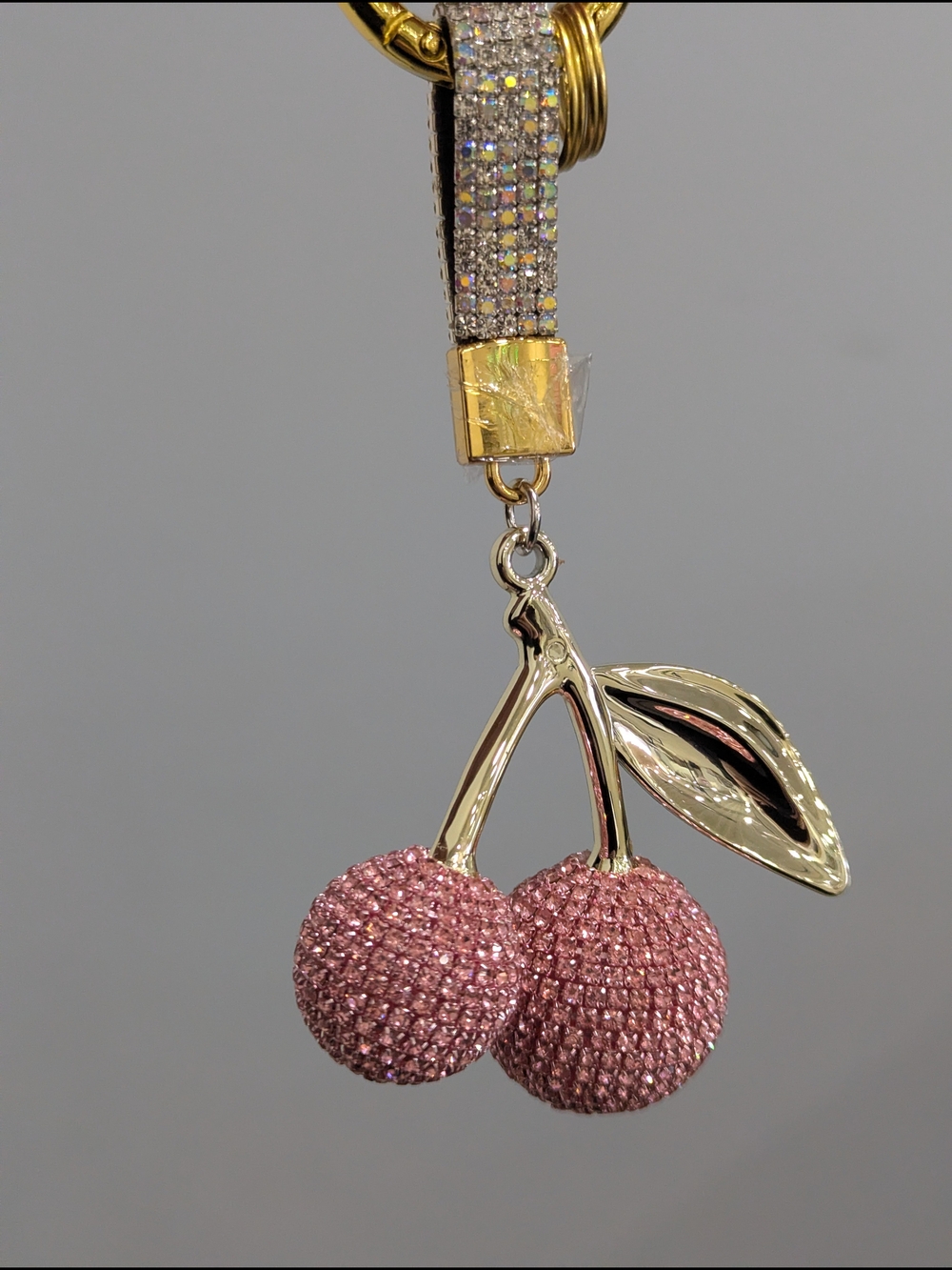 Pink Crystal Pave Cherry Bag Charm NWOT